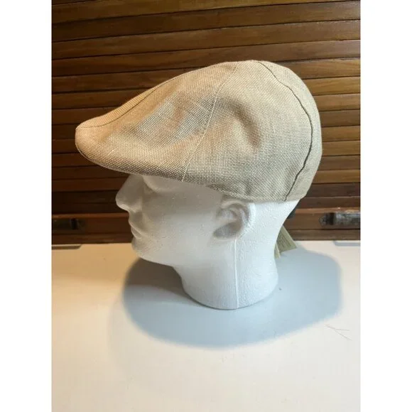 Stefeno Sport Handmade Jett Cotton Linen Newsboy Newsie Beige Hat Cap SZ 61 XL